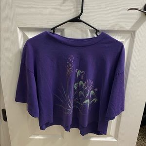 cropped purple floral tee